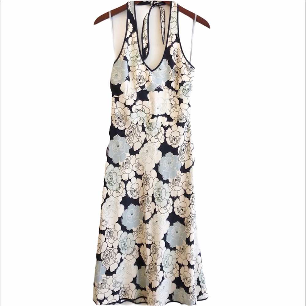 J CREW Silk Halter Back Floral Dress SZ 4